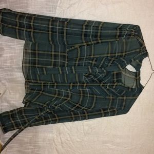 100% silk plaid hunter green shirt!